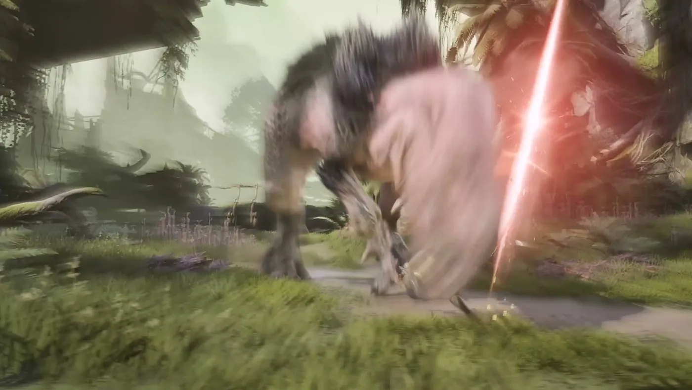 A Monster Hunter Outlanders hunt in a forest clearing